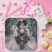 日本のChin Dog Riding Motorcycle Christmas ペーパープレート (パーティー)