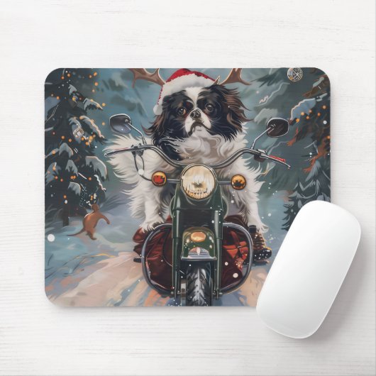 日本のChin Dog Riding Motorcycle Christmas マウスパッド (マウス)