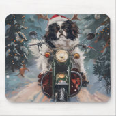 日本のChin Dog Riding Motorcycle Christmas マウスパッド (正面)