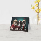 日本のChin Dogs Christmas Card カード (黄色い花)
