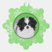 日本のChin Puppy絵画's - Dog Art オーナメントカード (正面)