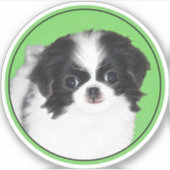 日本のChin Puppy絵画's - Dog Art シール (正面)