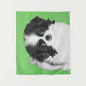 日本のChin Puppy絵画's - Dog Art タペストリー (正面)