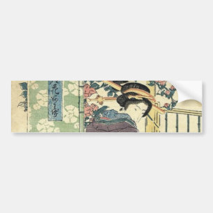 日本のukiyo-eの庭の伝統的な着物の芸者 バンパーステッカー