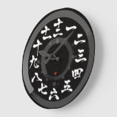 日本は漢字に丸い四角を付けた[黒い顔] ラージ壁時計 (傾斜)