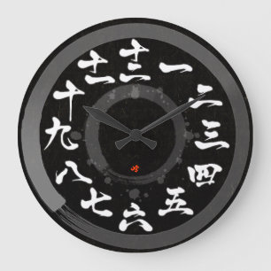 日本は漢字に丸い四角を付けた[黒い顔] ラージ壁時計