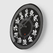 日本は難しい古い漢字にブラシをかけた[黒顔] ラージ壁時計 (傾斜)