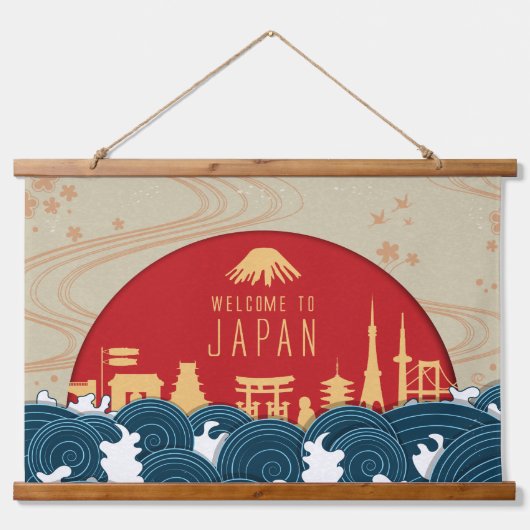 日本へようこそ 吊り下げ型タペストリー (正面)