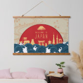 日本へようこそ 吊り下げ型タペストリー (寝室)