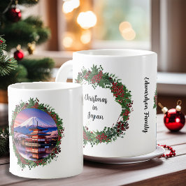 日本や他の国のクリスマス写真モノグラム コーヒーマグカップ