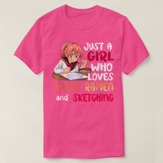 日本をスケッチするアニメが大好きな少女|過去記事 Tシャツ (デザイン正面)