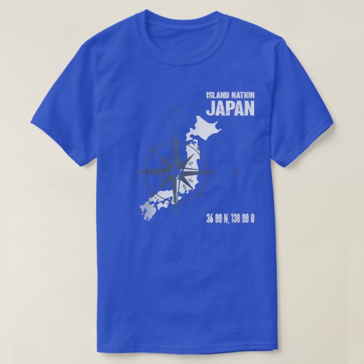 日本アイランド州（地図と羅針盤あり） Tシャツ (デザイン正面)
