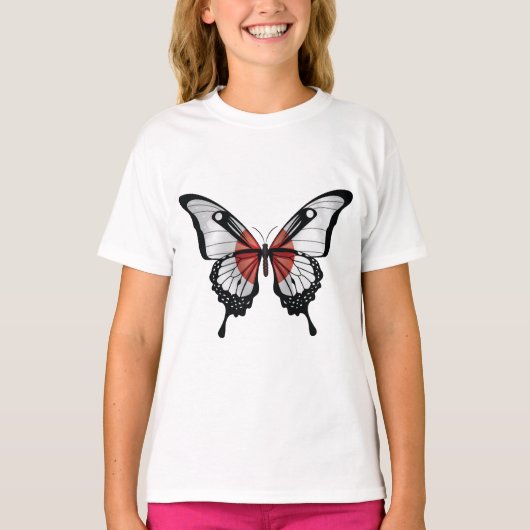 日本アゲハチョウバタフライ国旗 Tシャツ (正面)