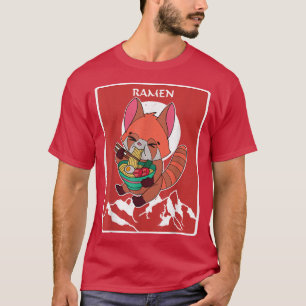 日本アジアの赤いパンダラーメン麺日本食 Tシャツ