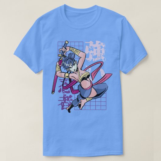 日本アニメガールサムライウォリアファイター Tシャツ (デザイン正面)