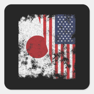 日本アメリカ国旗 – ハーフアメリカ スクエアシール