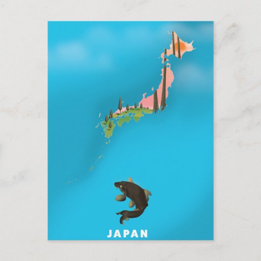 日本イラストマップ 旅行ポスター 印刷 ポストカード (正面)