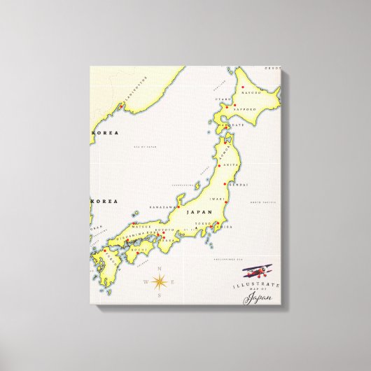 日本イラスト地図 キャンバスプリント (正面)