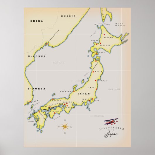 日本イラスト地図 ポスター (正面)