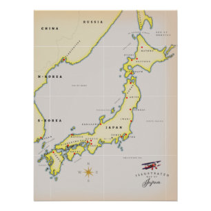 日本イラスト地図 ポスター