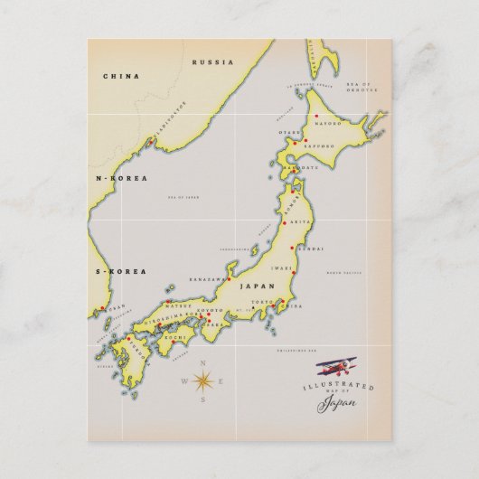 日本イラスト地図 ポストカード (正面)