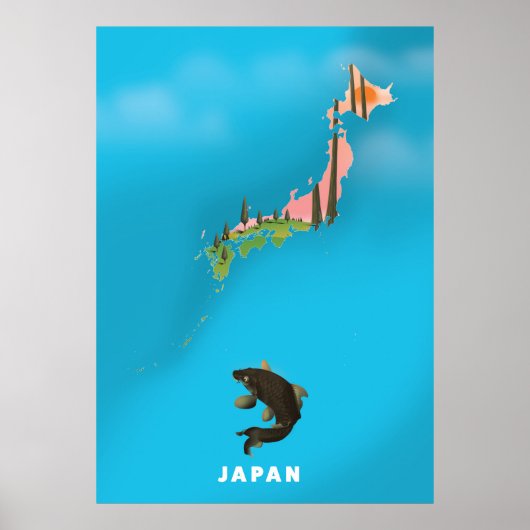 日本イラスト地図 旅行ポスター 印刷 ポスター (正面)