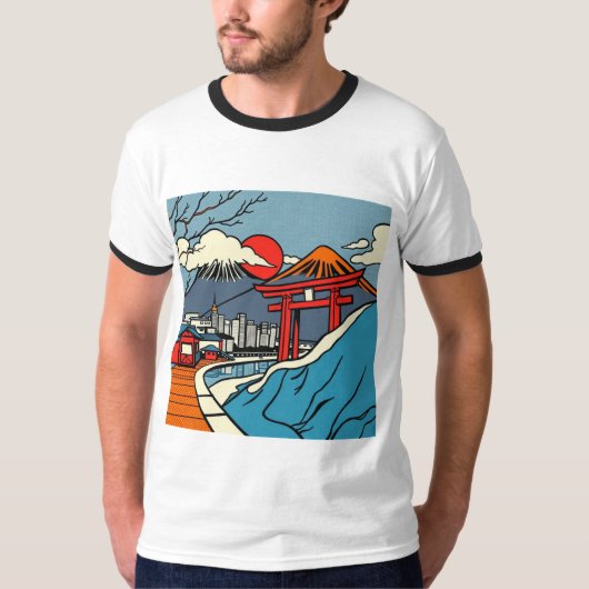 日本インスパイアカラフル Tシャツ (正面)