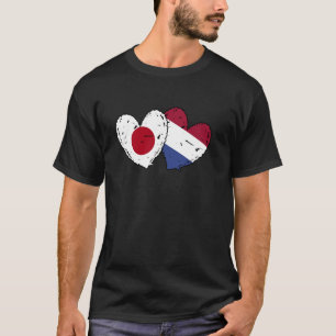 日本オランダハート国旗日本のオランダフリアン Tシャツ