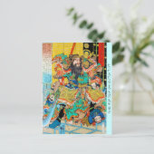 日本カッコいいの伝説的な英雄の戦士なぎなたアート ポストカード (スタンド正面)