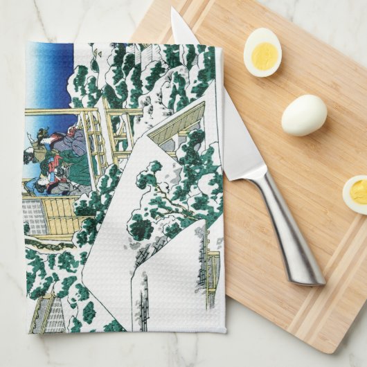 日本カッコいいの北斎富士の風景 キッチンタオル (四つ折り)