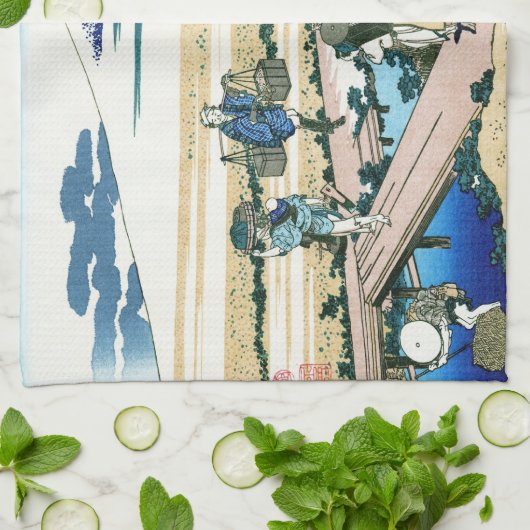 日本カッコいいの北斎富士の風景 キッチンタオル (折り畳み)