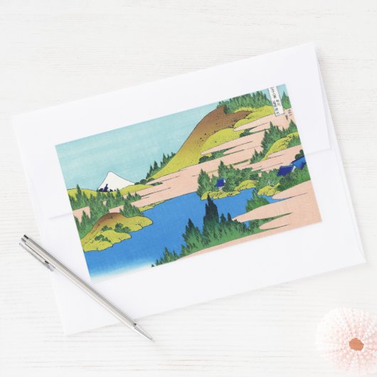 日本カッコいいの北斎富士の風景 長方形シール (封筒)