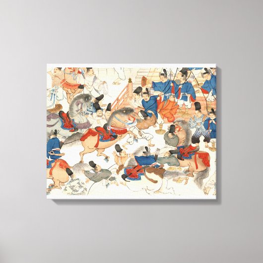 日本カッコいいヴィンテージ浮世絵の騎馬騎兵 キャンバスプリント (正面)