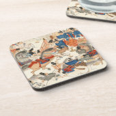 日本カッコいいヴィンテージ浮世絵の騎馬騎兵 コースター (左側)