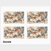 日本カッコいいヴィンテージ浮世絵の騎馬騎兵 長方形シール (シート)