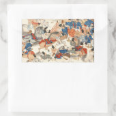 日本カッコいいヴィンテージ浮世絵の騎馬騎兵 長方形シール (バッグ)