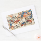 日本カッコいいヴィンテージ浮世絵の騎馬騎兵 長方形シール (封筒)