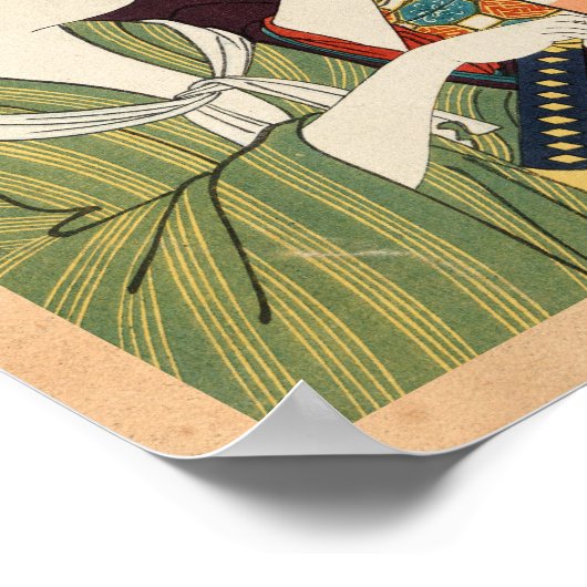 日本カッコいいヴィンテージ浮世絵三つ女芸者芸 ポスター (角)