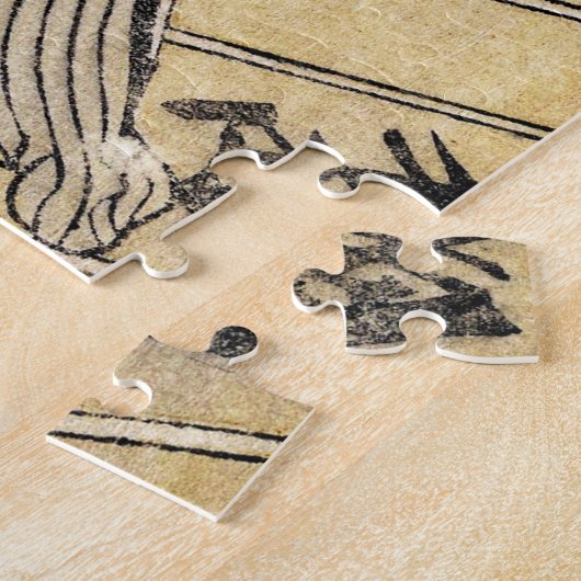 日本カッコいいヴィンテージ浮世絵侍の武芸 ジグソーパズル (側面)