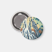 日本カッコいいヴィンテージ浮世絵北斎の滝 マグネット (正面/裏面)