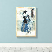 日本カッコいいヴィンテージ浮世絵芸女 キャンバスプリント (インサイチュ (ウッドフロア))
