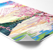 日本カッコいい東洋富士春さくらんぼツリー芸術 ポスター (角)