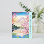 日本カッコいい東洋富士春さくらんぼツリー芸術 ポストカード (スタンド正面)