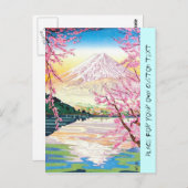 日本カッコいい東洋富士春さくらんぼツリー芸術 ポストカード (正面/裏面)