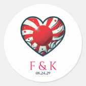 日本カップルハート結婚ズ ラウンドシール (正面)