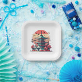 日本カラフル建物美術 ペーパープレート (パーティー)