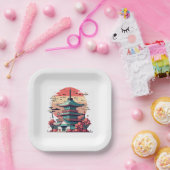 日本カラフル建物美術 ペーパープレート (パーティー)