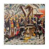 日本クラシックな歴史的絵を描くBushido規模 タイル (正面)