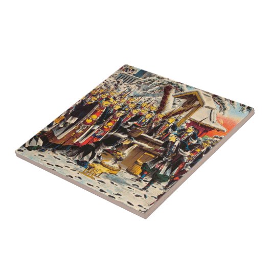 日本クラシックな歴史的絵を描くBushido規模 タイル (側面)