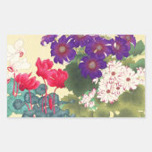 日本クラシックのヴィンテージ水彩フラワーアート 長方形シール (正面)